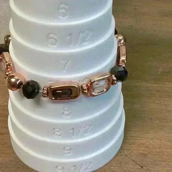 Rose Gold Bracelet with Smoky Grey Faceted Beads - Picture 4 of 4